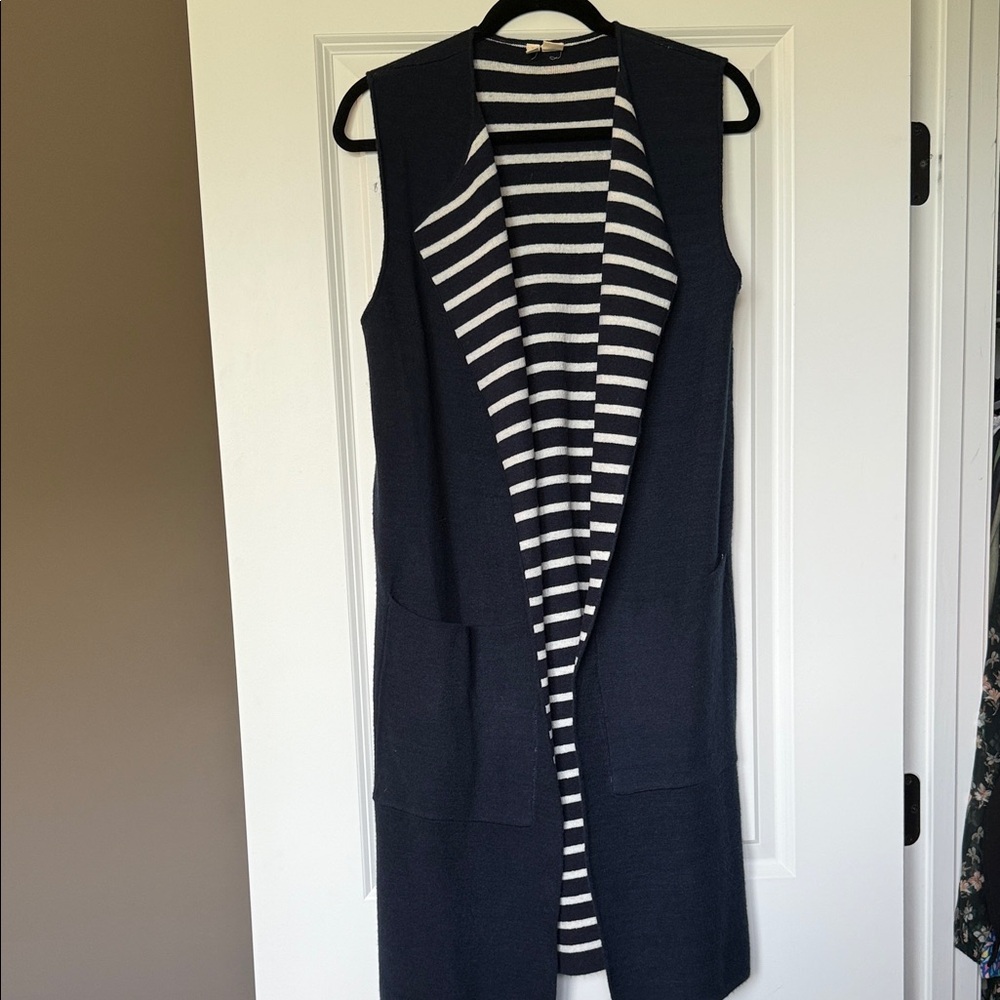 Anthropologie MOTH Navy & White Striped Sweater Vest